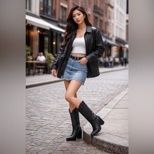 Black leather Vince Camuto Western Boots Women’s 8 Fits Like 7